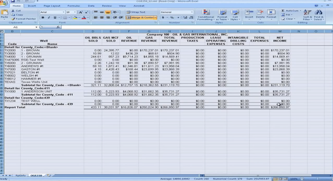 OGsql: Property Report