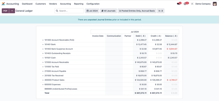 General Ledger in Odoo