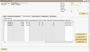 OptiProERP: MRP Output Report