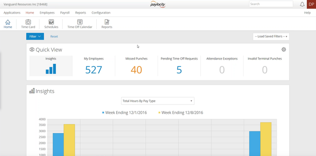 Paylocity: Home Screen