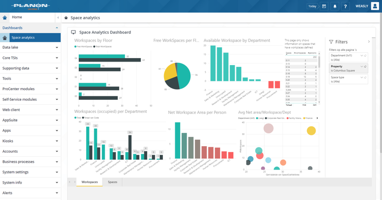 Planon Space Analytics Dashboard