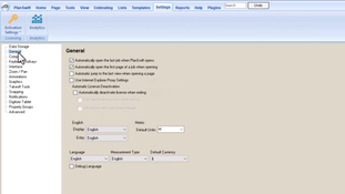 PlanSwift: General Settings