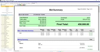 WinBID and Remote Takeoff: WinBID Bid Summary Report