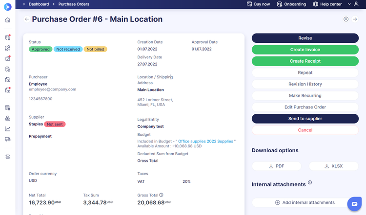 Precoro Purchase Order Management