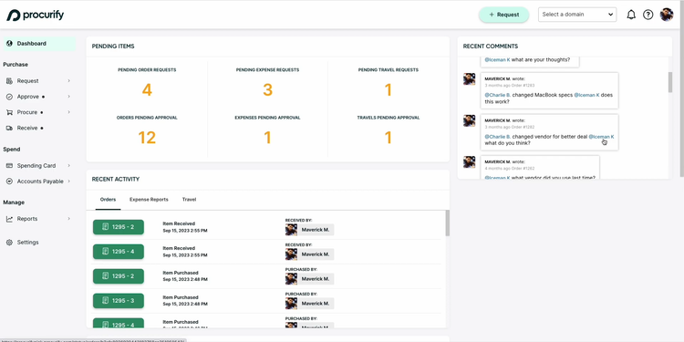 Procurify Dashboard