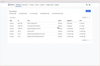 Qualio QMS Screenshot