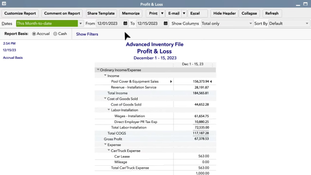 QuickBooks Desktop Enterprise: Profit And Loss Viewing