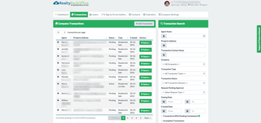 RealtyBackOffice: Company Transactions