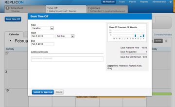 Replicon Time and Attendance Management Screenshot