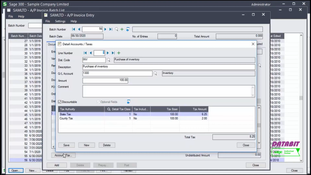 Sage 300: Detail Accounts/Taxes Tab