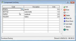 DacEasy: Component List Entry