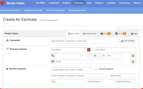 Service Fusion: Create an Esrimate Page