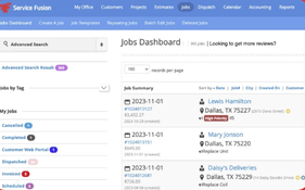 Service Fusion: Jobs Dashboard