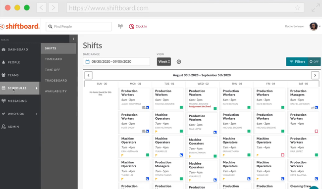 Shiftboard: Shifts