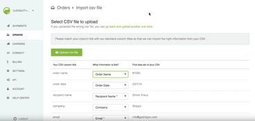 Shippo: Import CSV File