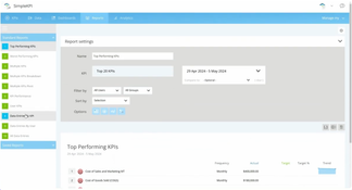 SimpleKPI: Report Settings