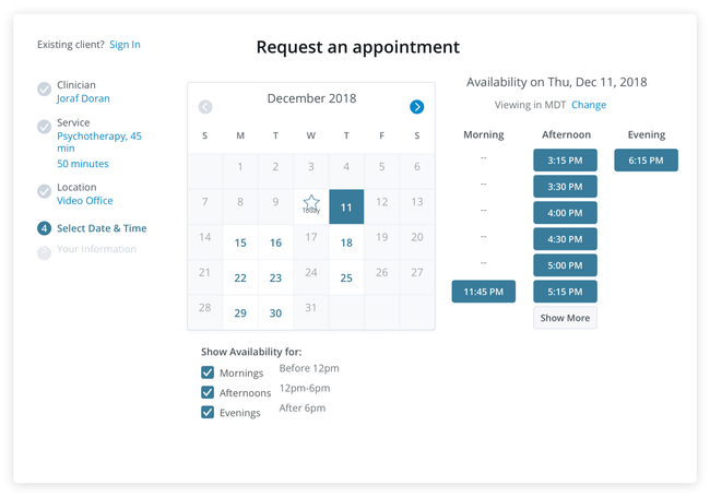 SimplePractice: Schedule Appointments