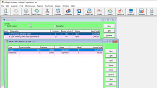 Adagio Accounting Software: Invoice Editor Page