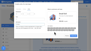 Storeganise: New Unit Creation