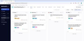 Teamwork.com: Project Board