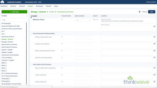 ThinkWave: Individual Student Gradebook Page