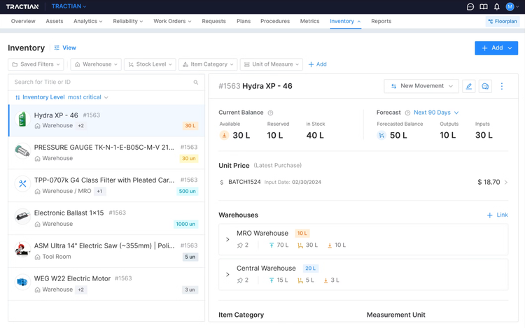 Tractian CMMS Inventory Management