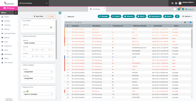 Extensiv 3PL Warehouse Manager Find Orders