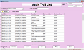 True ERP: Audit Trail