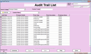 TrueERP: Audit Trail