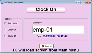 TrueERP: Clock On - Clock Off