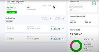 QuickBooks Workforce: Dashboard