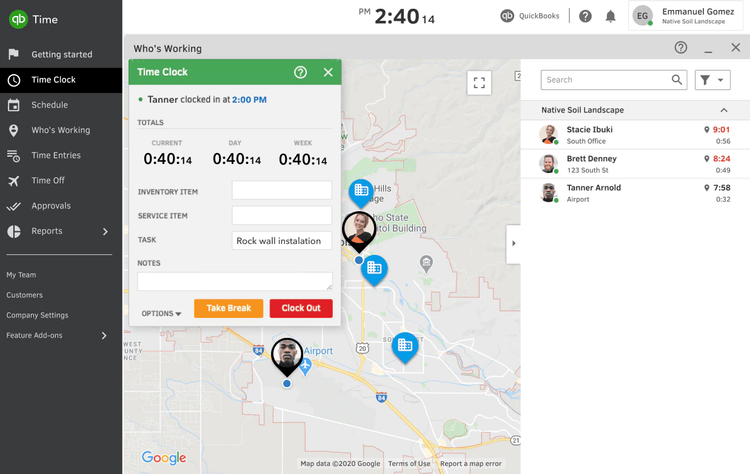 Time Clock in QuickBooks Time