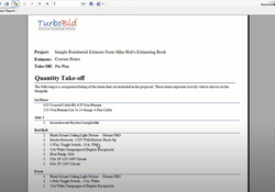 TurboBid Estimating: Sample Estimate