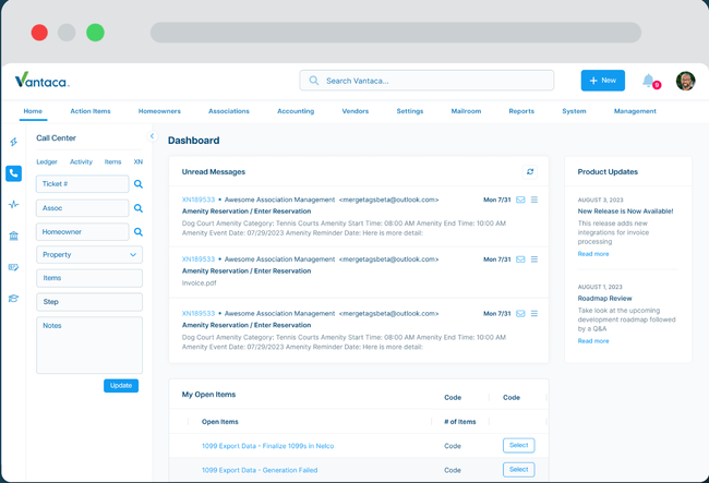 Vantaca: Dashboard