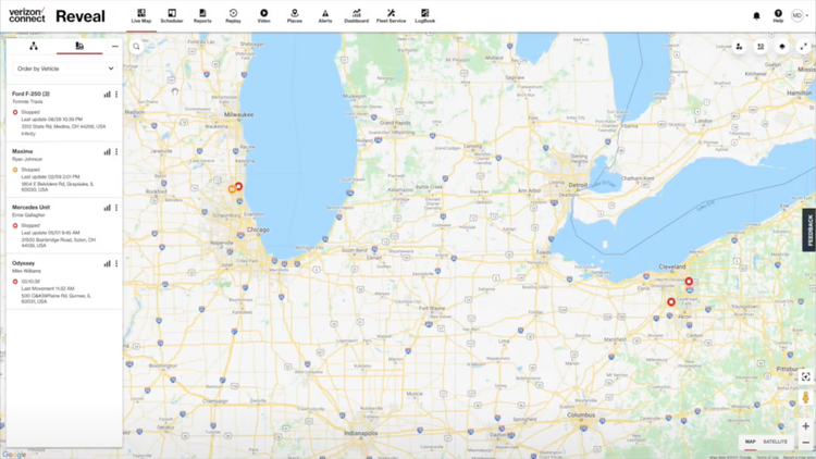 Verizon Connect Live GPS Tracking Map