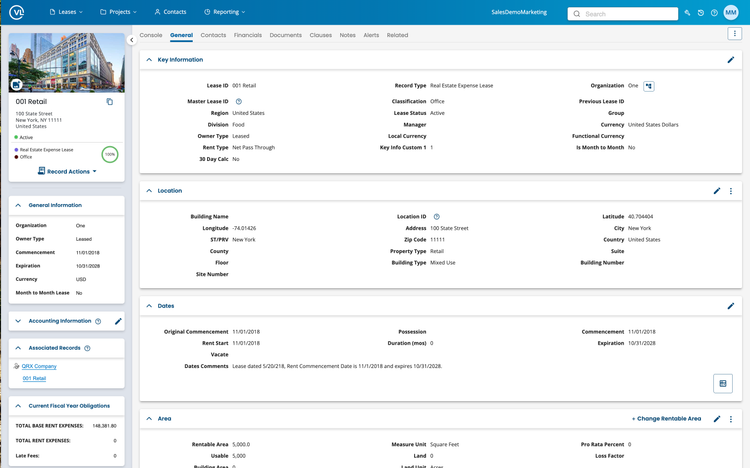 Visual Lease Asset Profile