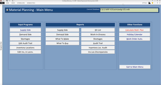 E-Z-MRP: Main Menu