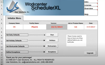 Workcenter Scheduler XL Screenshot