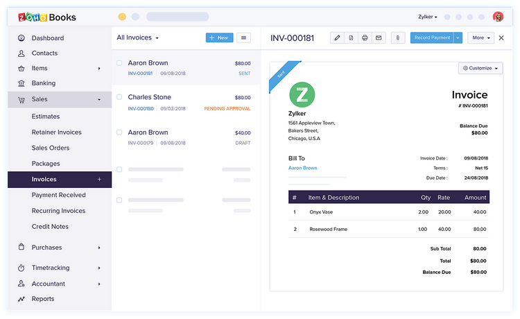 Zoho Invoicing