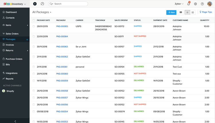 Zoho Inventory Order Fulfillment