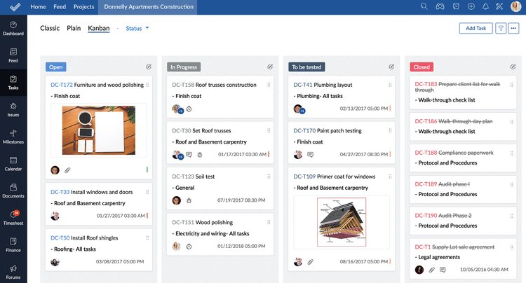 Zoho Project Kanban Board