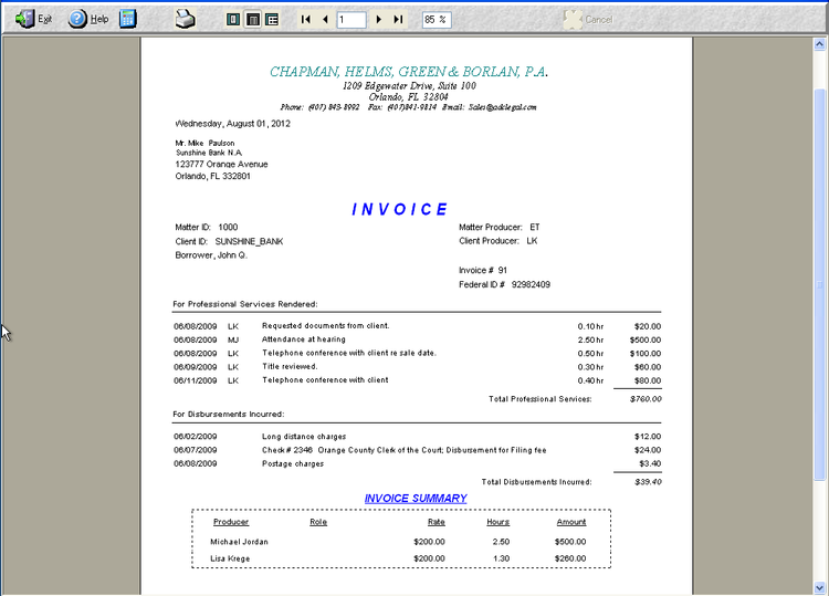 Custom Time & Billing Invoices