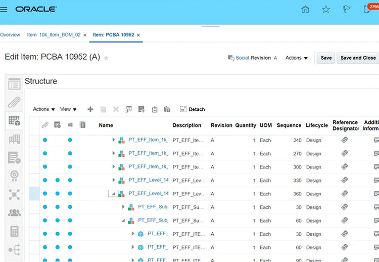 Oracle PLM Cloud Bill of material management