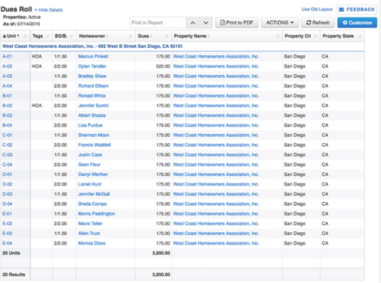 The Dues Roll in AppFolio Property Manager