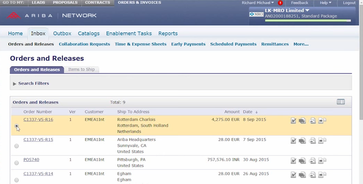 SAP Ariba Buying and Invoicing Procure to Pay Software Orders and Releases