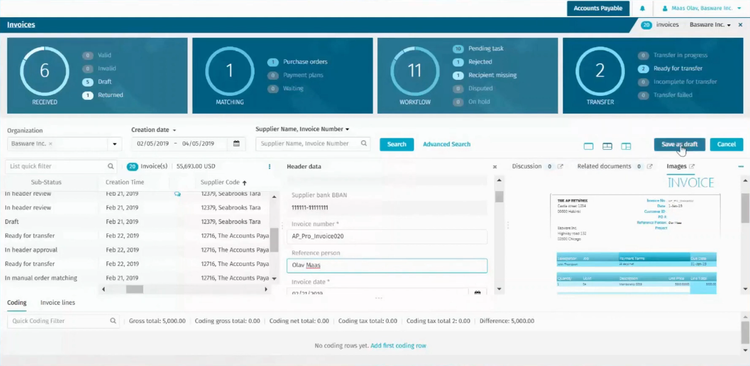 Basware Procure to pay software Invoices