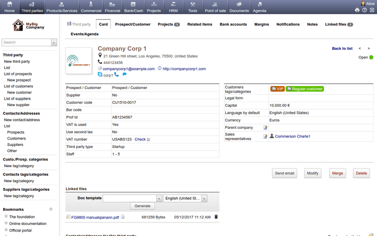 Dolibarr CRM Open Source ERP Software