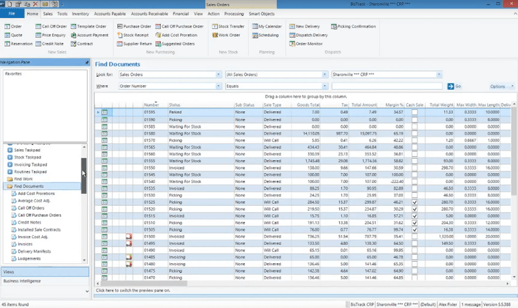 Epicor BisTrack Find Documents Building Materials Software