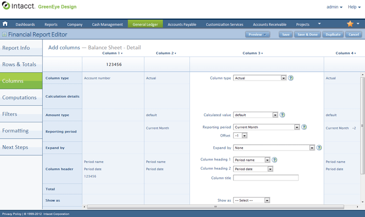 Sage Intacct Financial Report Editor HIPAA Compliant Accounting Software