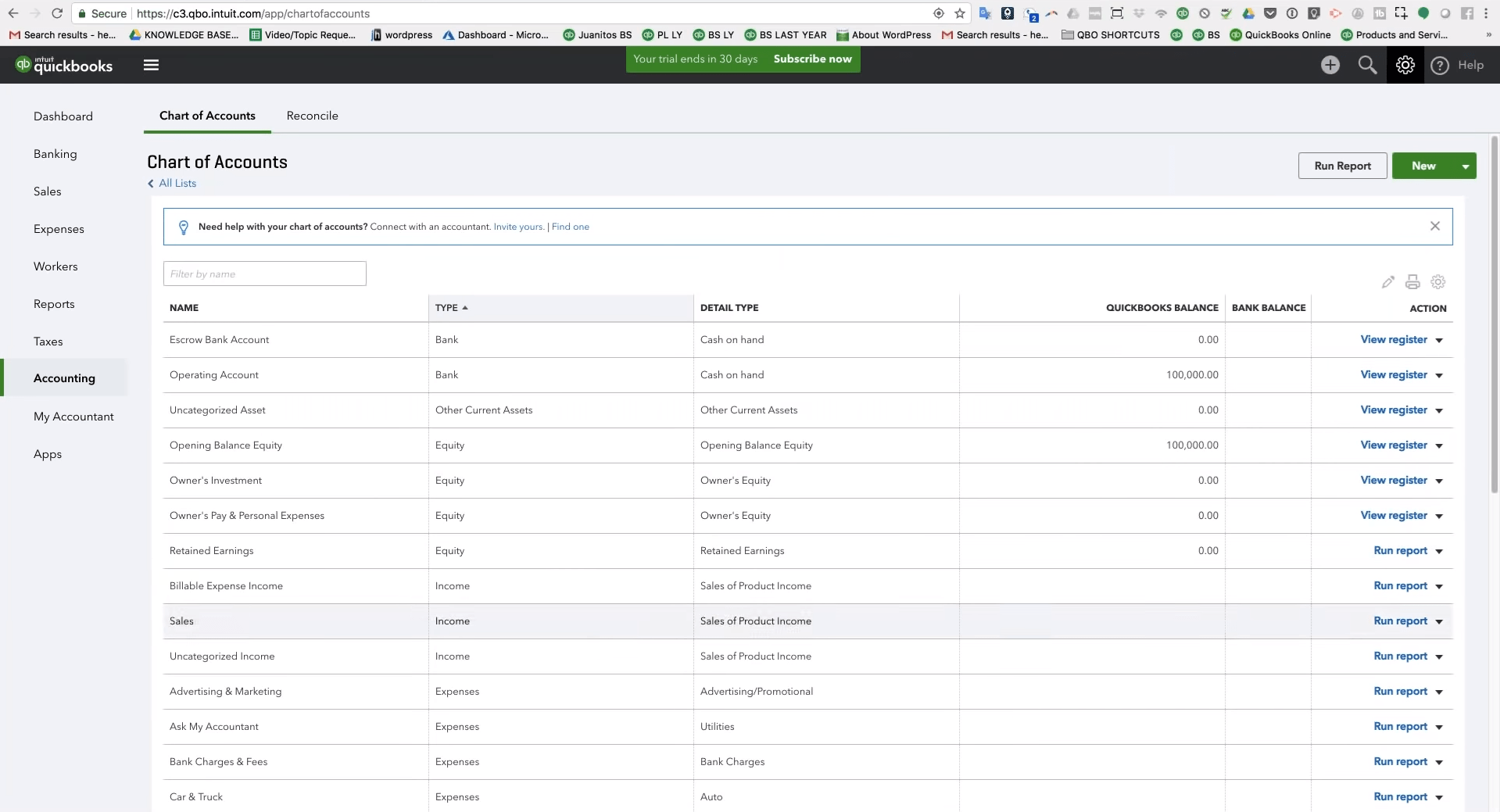 Print Chart Of Accounts In Quickbooks Online